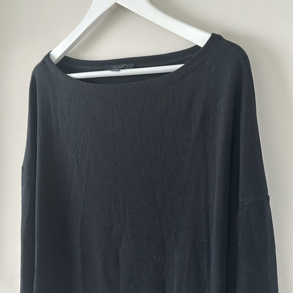 ALLSAINTS Rita Oversized Tee Black Boat Neck Long Sleeve Slouchy Relaxed Tshirt - Picture 6 of 15